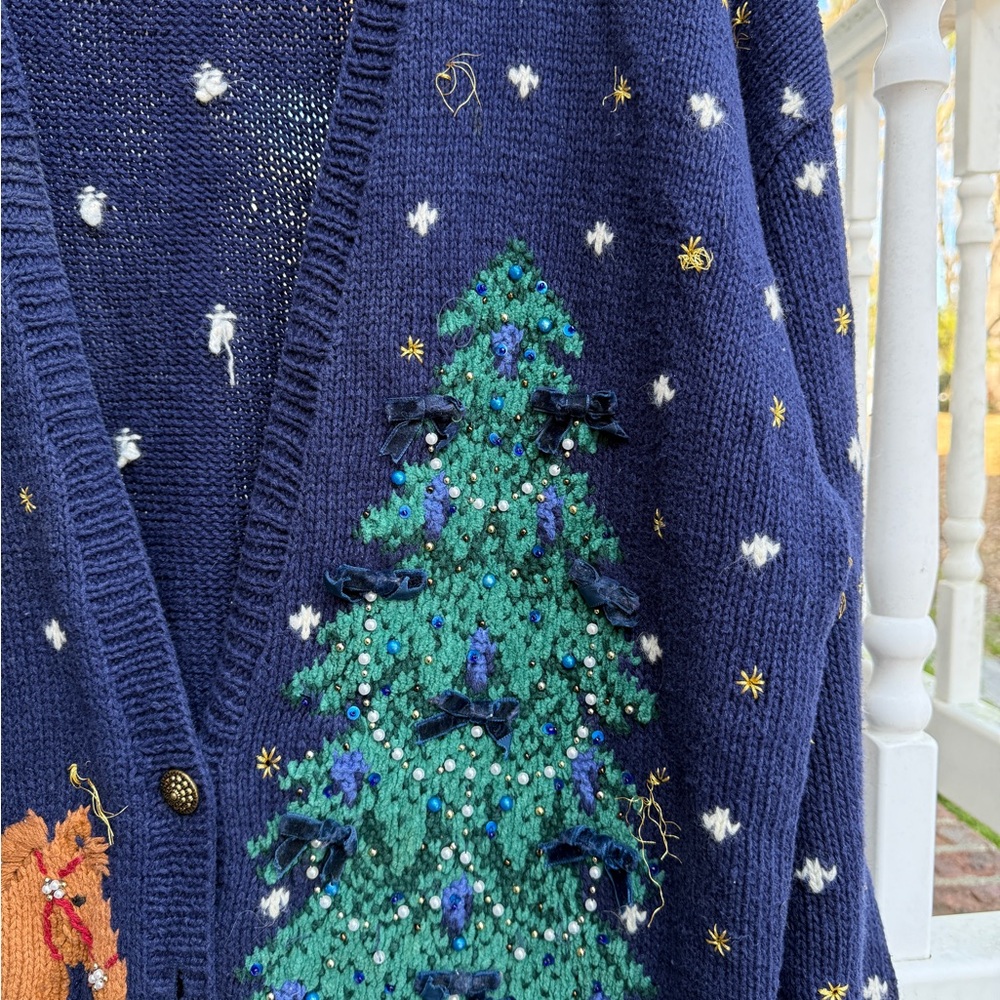 Vintage Marisa Christina II Christmas Knit Cardigan Sweater Size 2XL Women’s - Picture 8 of 10
